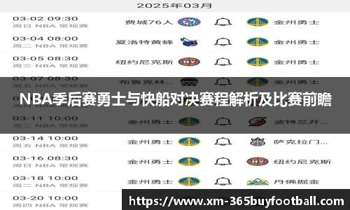 NBA季后赛勇士与快船对决赛程解析及比赛前瞻